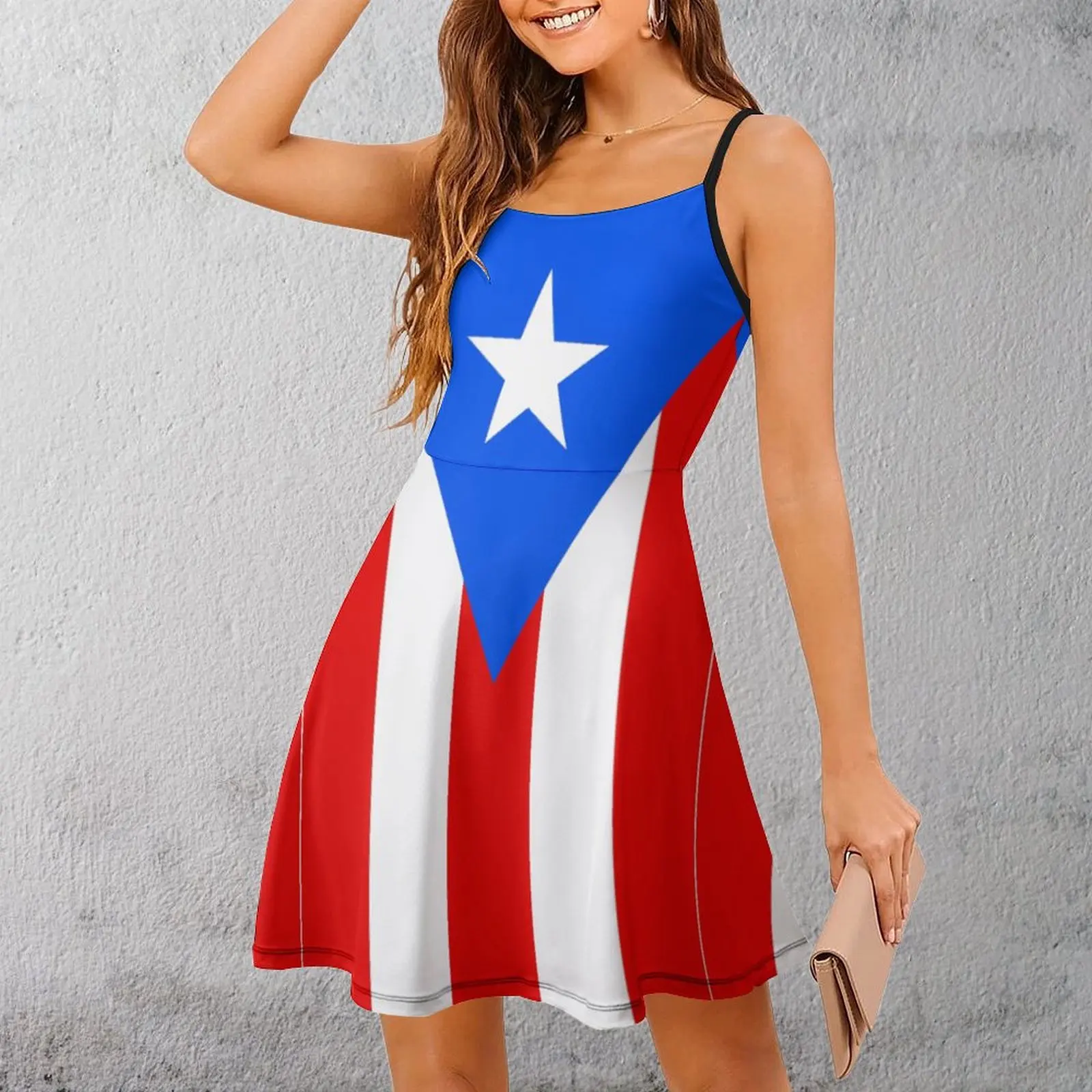 

Puerto Rico Flag Banner Unique Exotic Woman's Dress Women's Sling Dress Humor Graphic Clubs The Dress