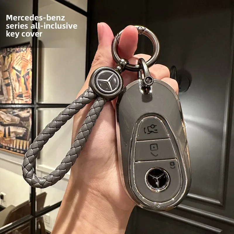 

for Mercedes Benz W206 W223 C S Class S350 C200 C260 C300 S400 S450 S500 S480 S580 TPU car key case cover remote holder keychain