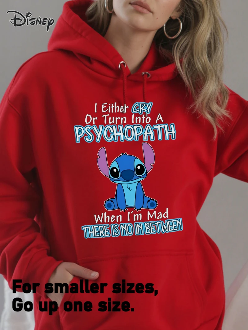 Potdemiel Stitch Sweat à capuche en coton pour femme avec je crois transformez dans un PSYCHOPATH quand je suis fou imprimé, confortable et respirant