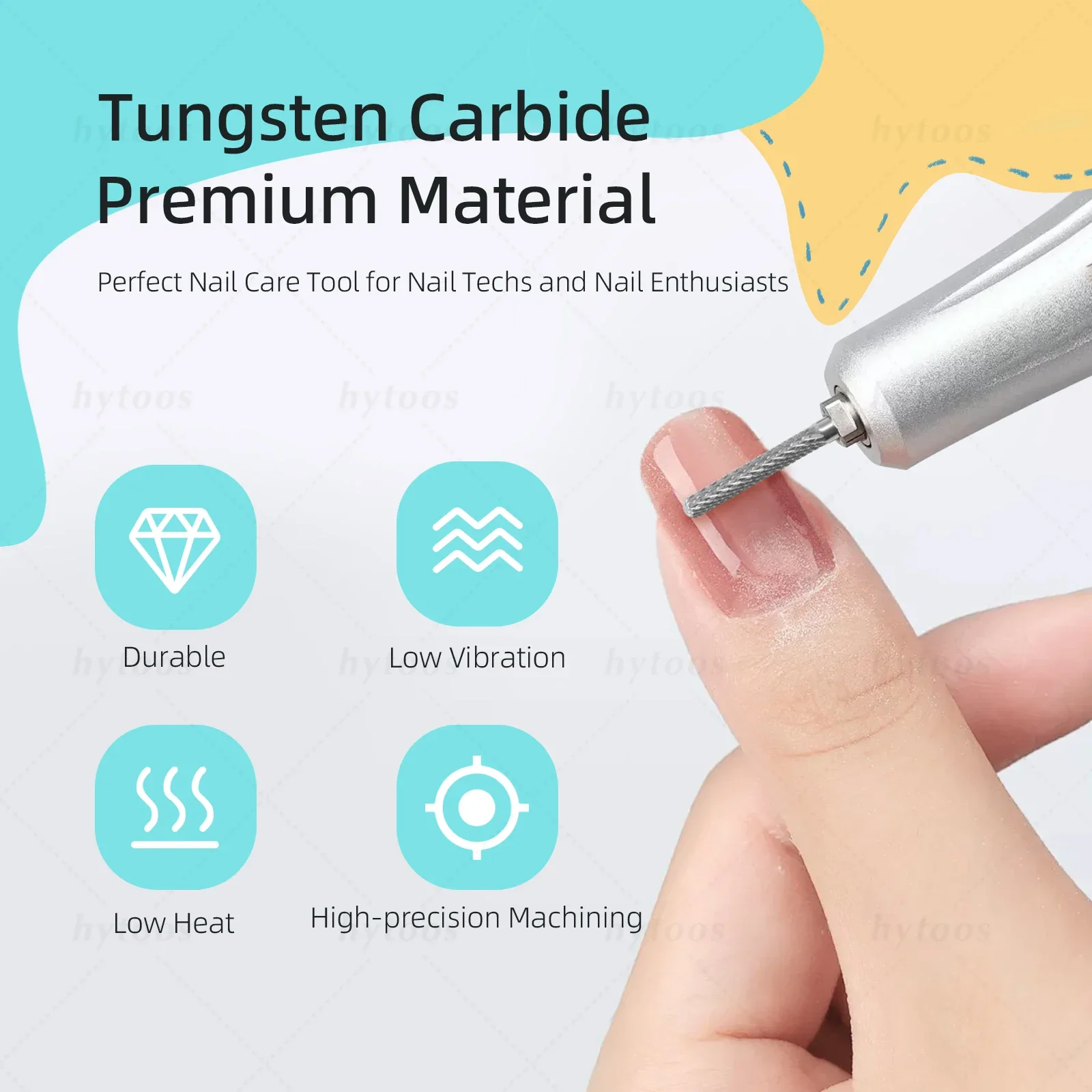 HYTOOS Rod Carbide Nail Drill Bits with Top Round R Cut Cuticle Clean Nail Bit Remove Soft Gel Drill Accessories