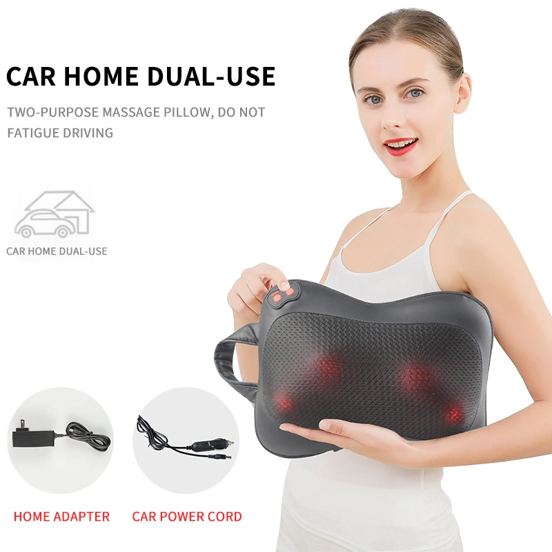 

Shiatsu Massage Pillow Heating 3 speed Electric Head Relax Infrared Heating Shoulder Back Neck Cervical Massager for Car Home