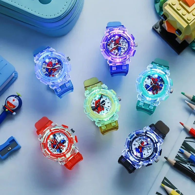 Disney Marvel Children'S Luminescence Watches Spider-Man 3D Pattern Child Wrist Watch Cute Watch Watchband Kids Gift