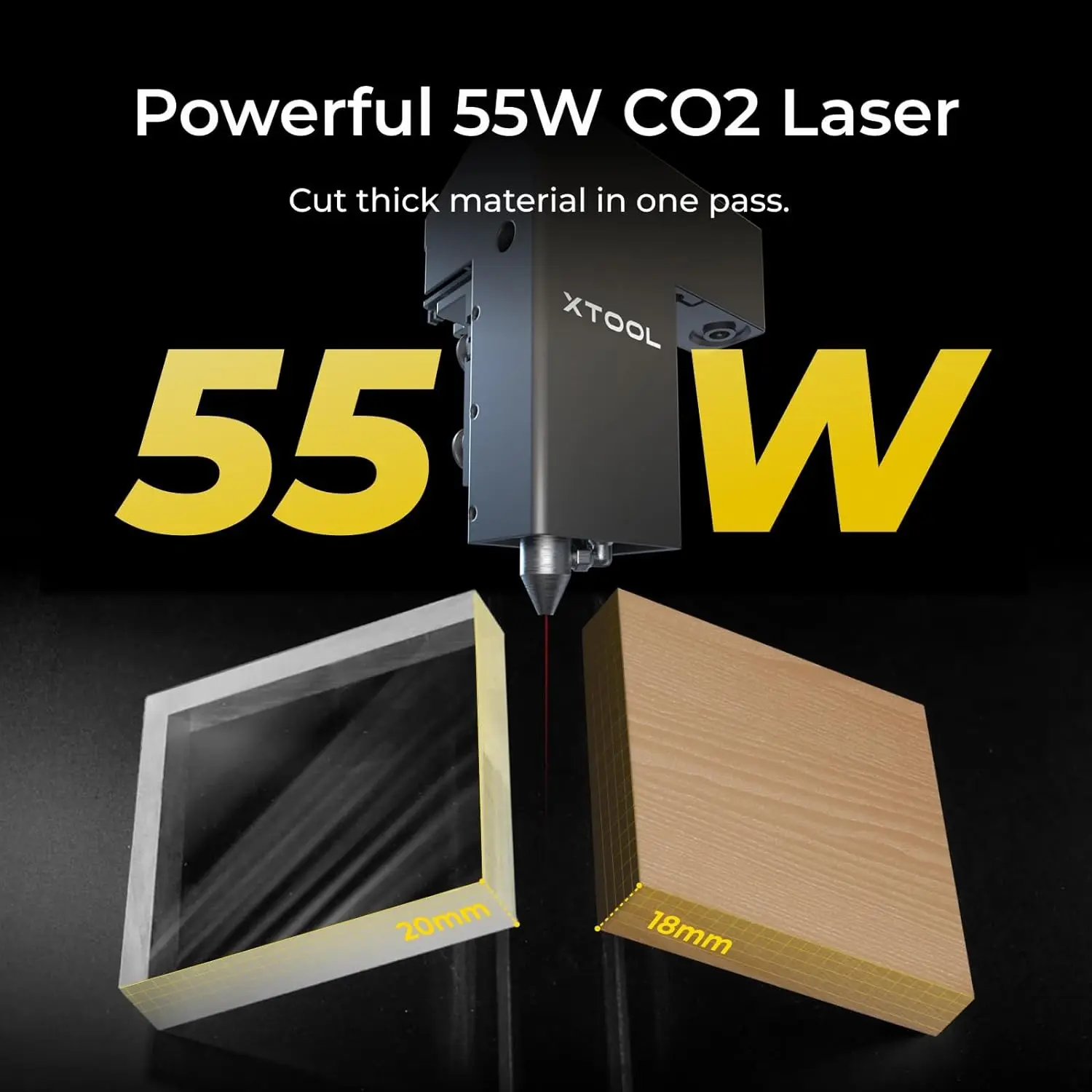 xTool P2 55W CO2 Laser Cutter Desktop CO2 Laser Engraver and Cutter Machine Dual Smart 16MP Cameras Curved Surface Engraving