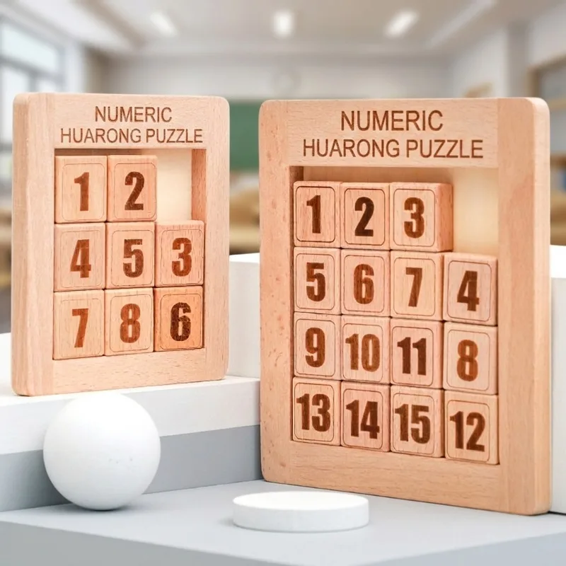 

Деревянная цифровая головоломка Клотски из бука для развития интеллекта детей, тренировки логического мышления, развивающая лабиринтная игра для раннего развития