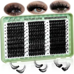 LASHSUN 60D80D100D D Curl 10-18mm Mixed Length Fluffy Volume Cluster Lashes Soft And Comfortable False Eyelashes Long-Lasting