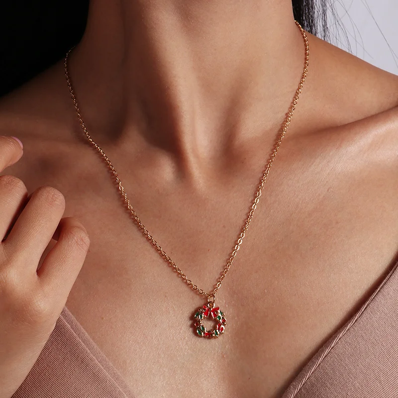 Mode Weihnachten Halsketten Emaille Santa Claus Baum Glocken Anhänger Halskette für Frauen Mädchen Weihnachten Party Urlaub Schmuck Geschenke – Detail 31