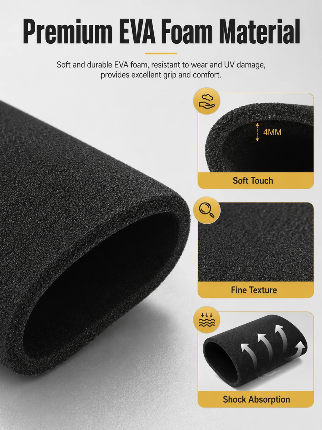Universal Motorcycle Handlebar Grip Cover, Anti-Vibration EVA Foam, Sweat-Absorbent & Waterproof, 12cm Soft Sponge Grip for Bike