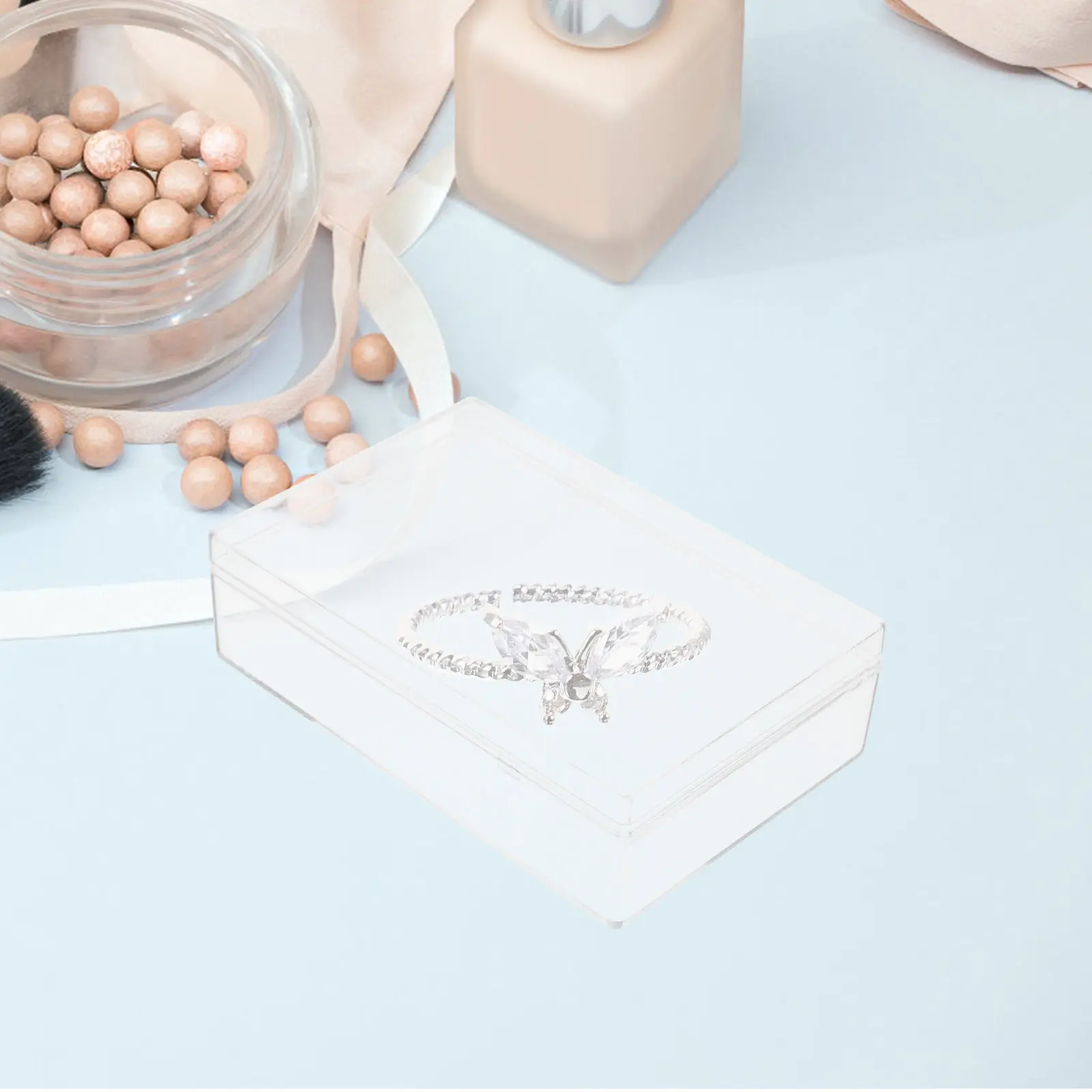 

4Pcs Clear Plastic Jewelry Organizer Storage Boxes Small Transparent Organizer Containers for Beads Display Packaging