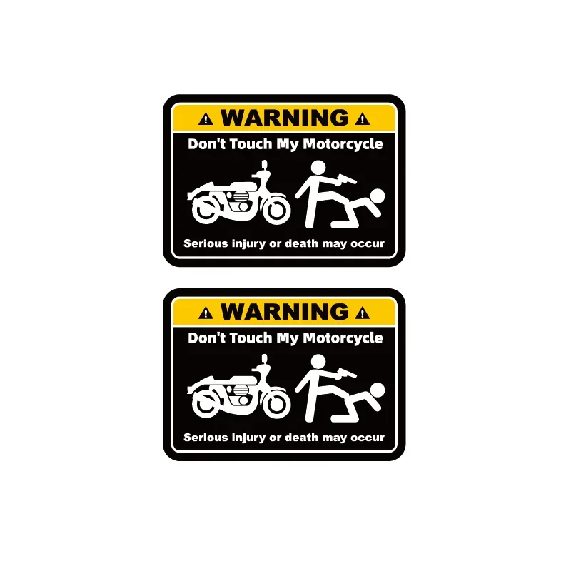 Pegatinas de advertencia impermeables reflectantes "Don't Touch My Bike" - 2 piezas divertidas calcomanías para casco de motocicleta