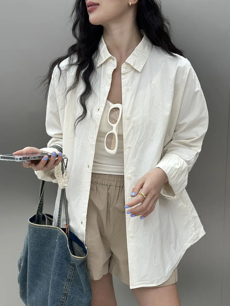 

Женская повседневная рубашка средней длины свободного кроя с длинными рукавами и воротником Bodhl Street Sle, универсальная осенняя верхняя одежда