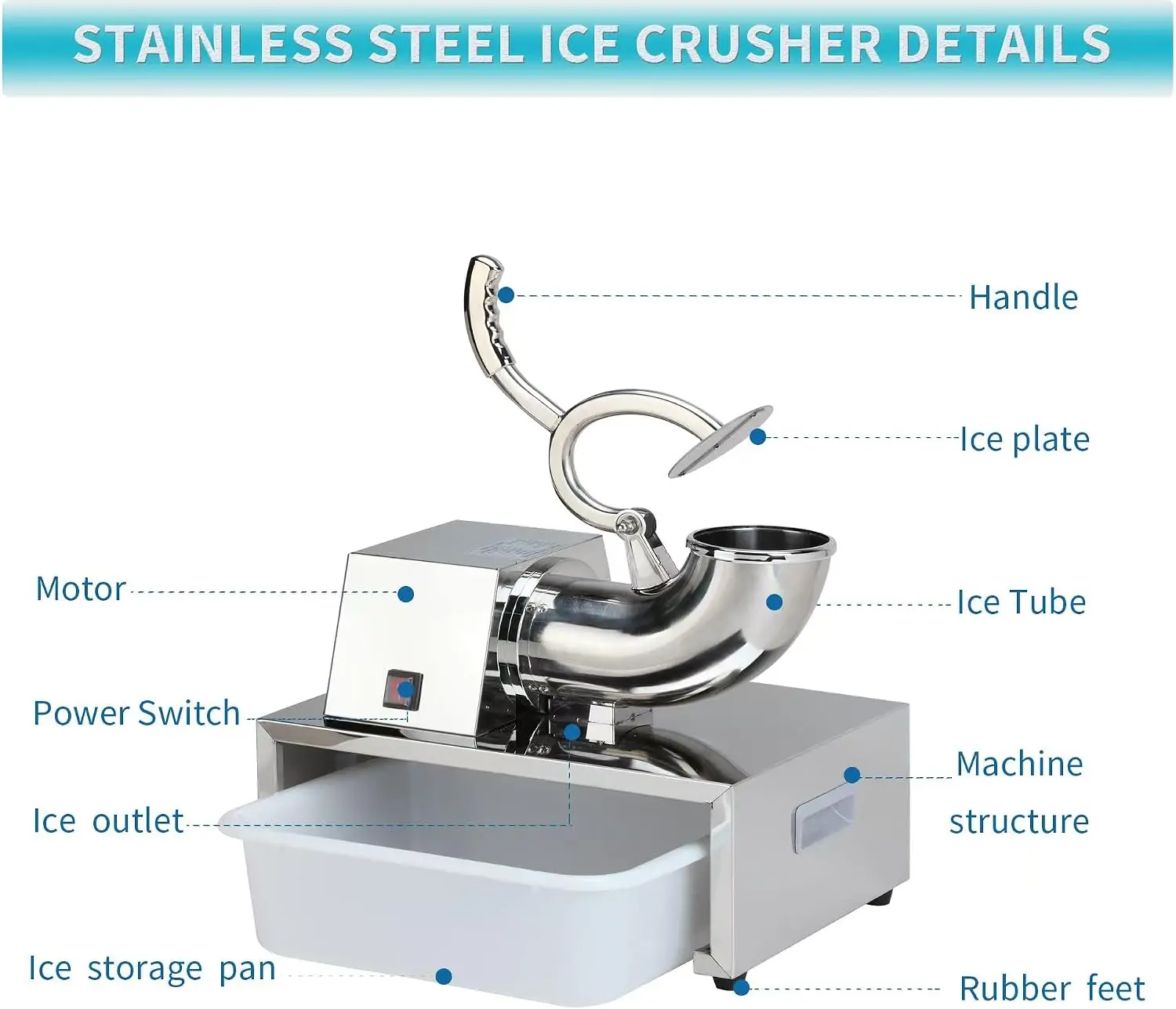 Electric Ice Shaver and Snow Cone Maker with Dual Blades, Shaved Ice Crusher Machine for Home, Restaurants and Summer Parties, Shaved Ice for Summer