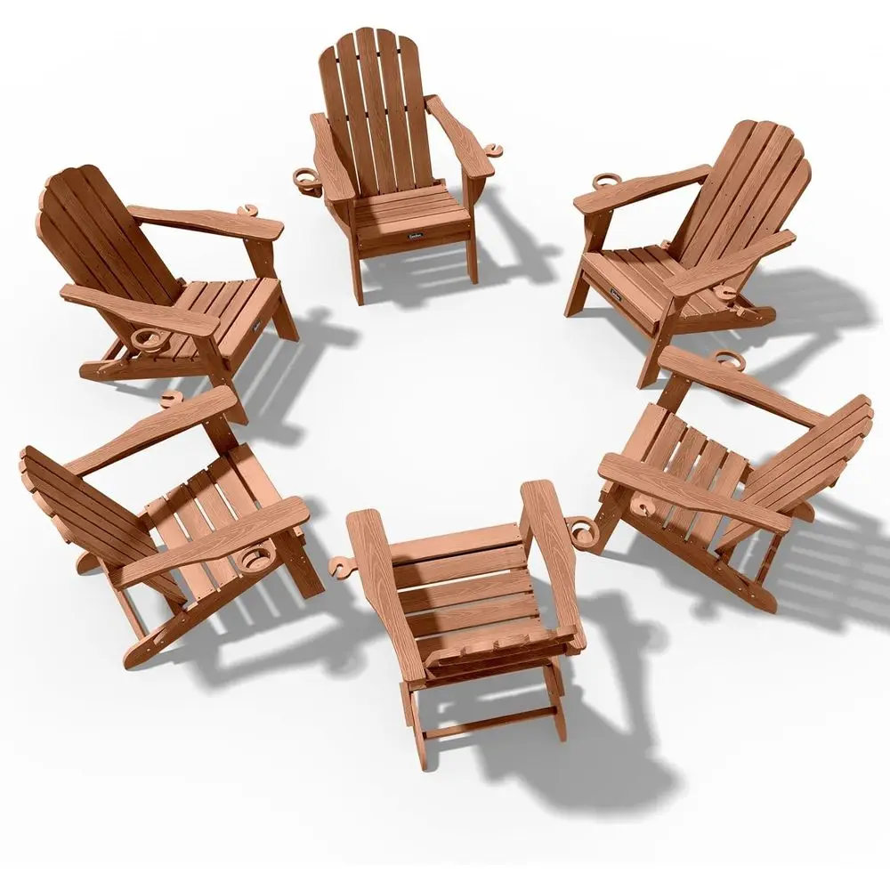 

Набор из 6 стульев Адирондак из ПНД с подстаканниками, уличная мебель для патио и газона под тик
