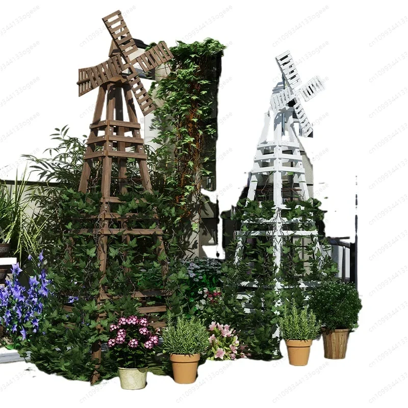 Windmill flower stand Solid wood Outdoor preservative wood Outdoor courtyard Grape stand Garden decoration Rose clematis