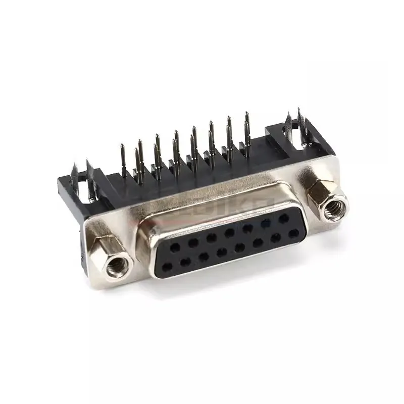 10PCS DB15 DR15 RS232 Black Male Female D-Sub Right Angle Double Row Pins PCB Mount VGA Port Connector Socket With Screw Nuts