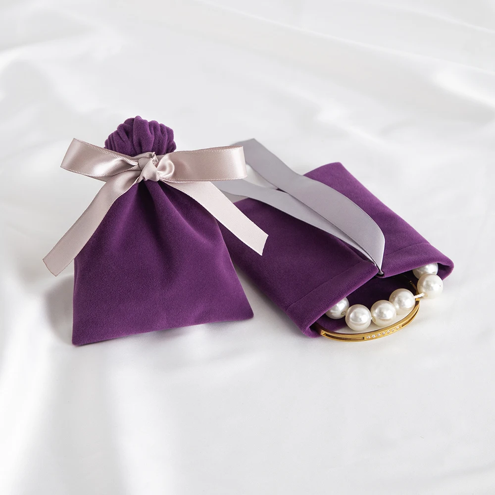 5Pcs Purple Jewelry Velvet Bag 7x9cm 10x12cm 12x15cm 15x20cm Suede Gift Packaging Wedding Favors Candy Earrings Bracelet Pouches