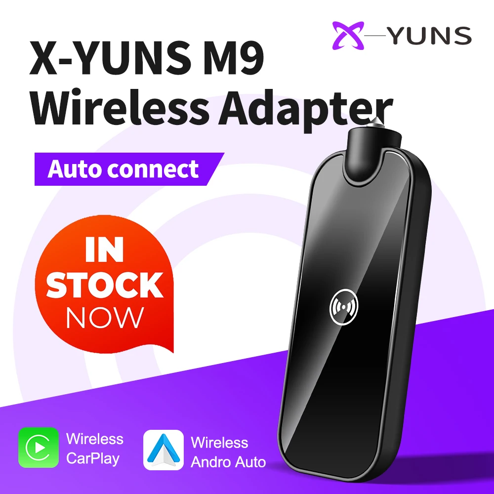 

X-YUNS 2in1 Wired to Wireless Carplay Android Auto Adapter USB Dongle Smart Mini Box Plug And Play with Window Breaking Function