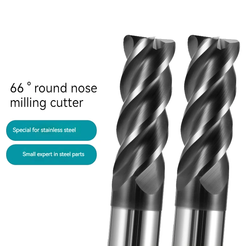 HRC66 Corner Radius End Mill CNC R Bull Nose Milling Cutter Metal Router Tungsten Carbide Steel Tool R0.5 R1 4Flutes