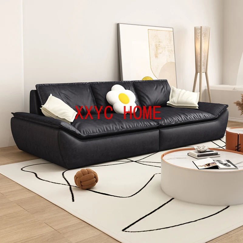 

Living room straight row latex floor-to-ceiling Italian minimalist frosted technology cloth ultra-deep sitting wide sofa