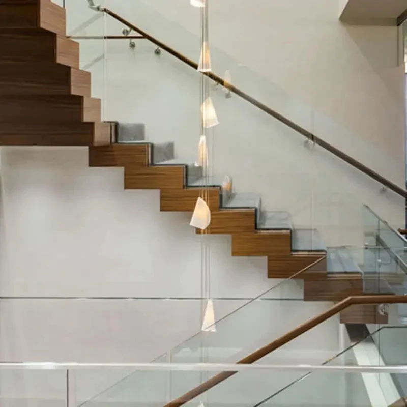 

custom.DAIYA Floating Stairs Staircase with Tempered Glass Wooden Tread