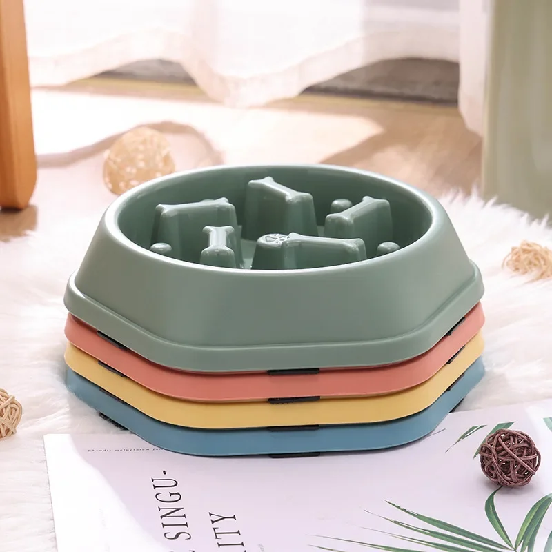 Pet Cat Dog Slow Food Bowl Fat Help Healthy Round Anti-choking Thickened and Non-slip Multiple Colors Shapes Dog Accessories