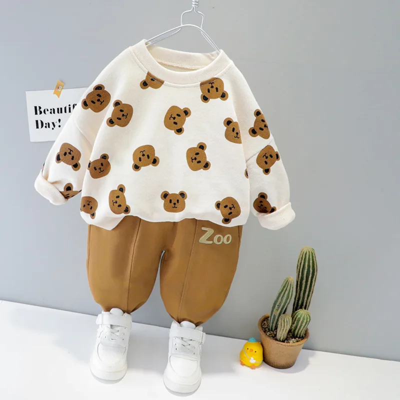 New Autumn Baby Clothes For Boys Children Girls Cute Cartoon T-Shirt Pants 2Pcs/Se Toddler Casual Costume Infant Kids Tracksuits