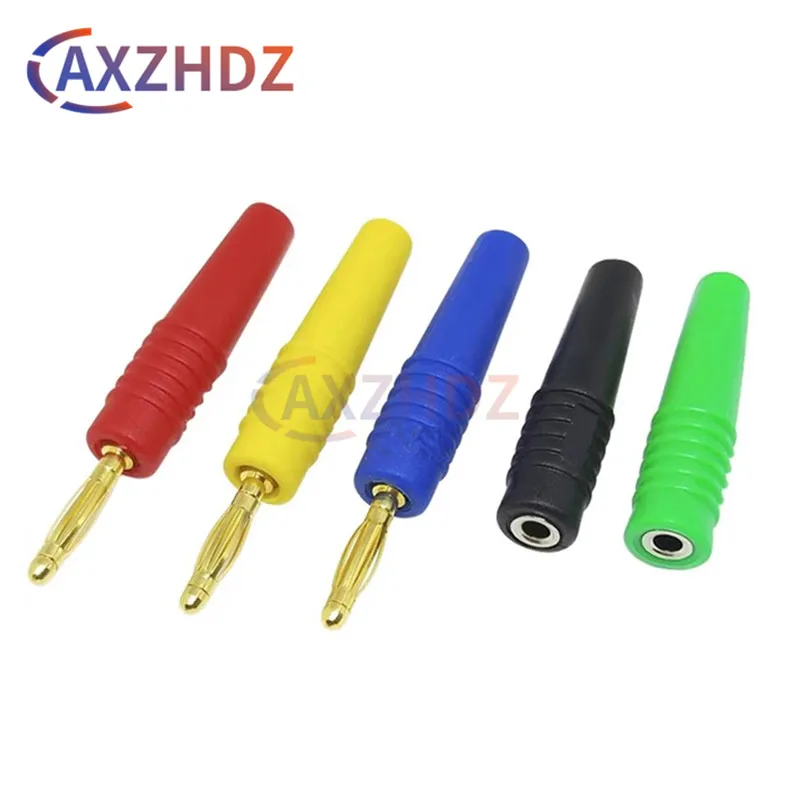 5PCS Black/Red/Yellow/Green/Blue Small Size 2mm Brass Gold Plated Male Banana Plug Wire Solder Type Connector