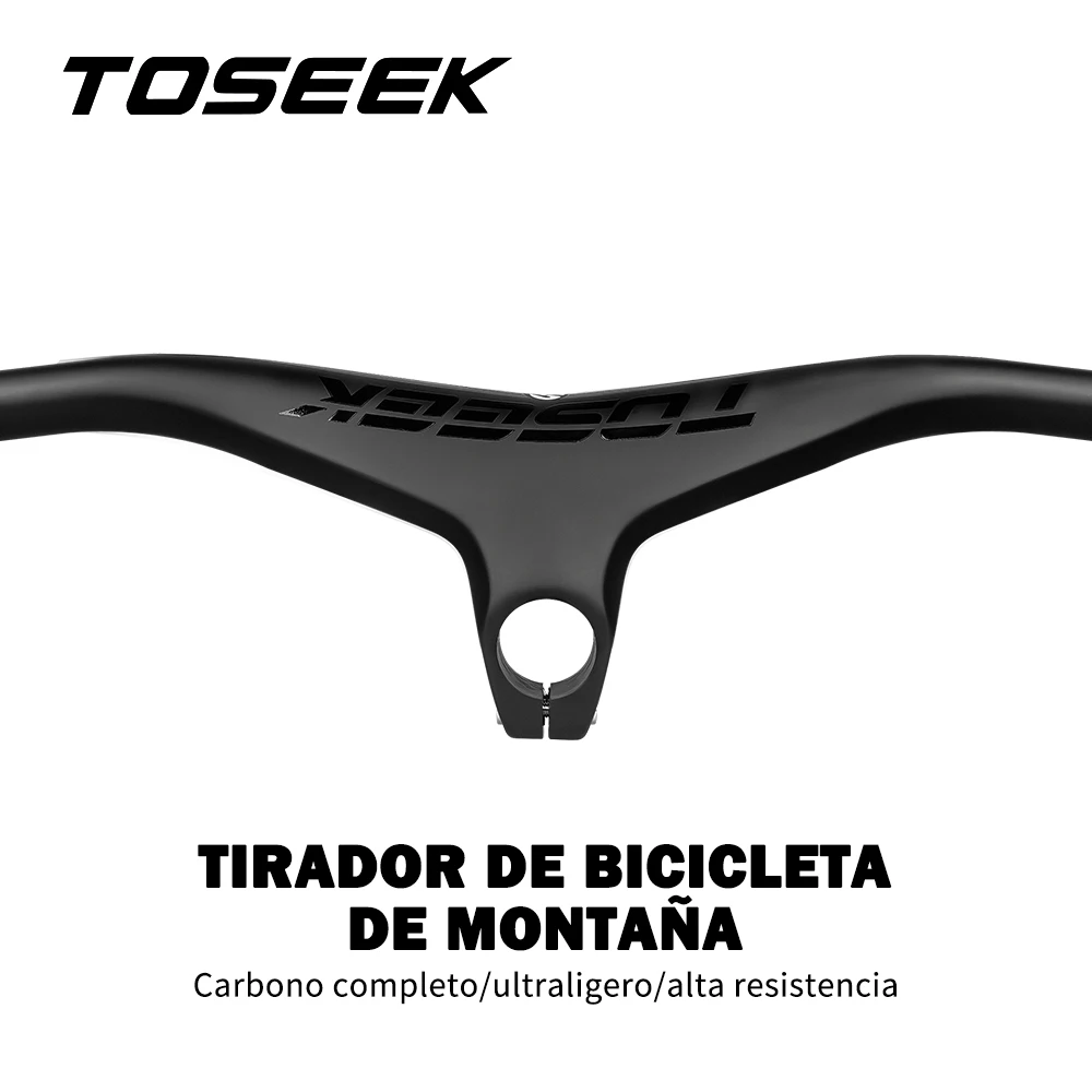 Manillar y vástago TOSEEK Mtb, manillar integrado de carbono de 28,6mm-17 grados para bicicleta de montaña de 660 ~ 80070/80/90/100mm, piezas de bicicleta