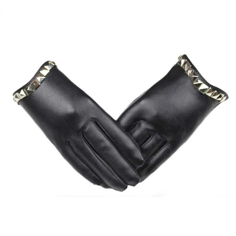 Fashion Female Night Club Pole Dancing Leather Gloves Women Gothic Punk Rivets Rock Show Half Palm Full Finger Fitness Gloves A4