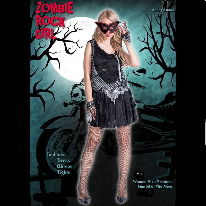 Black Woman Zombie Vampire Cosplay Female Halloween Bat Witch Costumes Carnival Purim Parade Role Play Nightclub Bar Party Dress