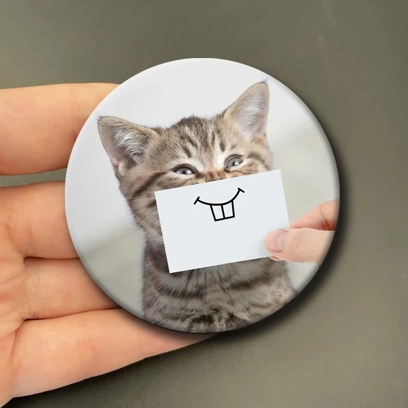 58mm Funny Meme Cat Button Pins Cute Animals Badge Round DIY Creative Brooches for Backpack Jewelry Accessories Handmade Gifts