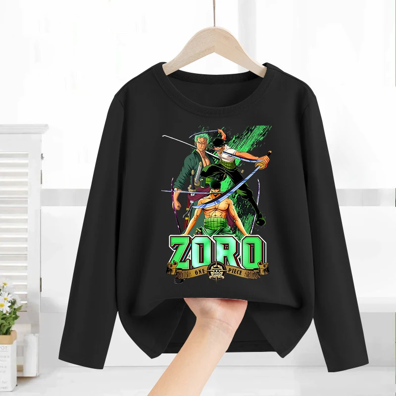 One Piece Long Sleeves Anime Printed Tops Base Layer Shirt Boy Girl T-shirt  Fashion Pullover Children Tee Spring Autumn Clothes view 5
