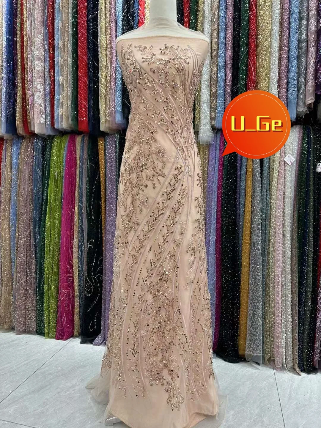 5Yards 2024 Latest Delicate Elegant Best Quality Soft Embroidered Beaded Tube Lace fabric For Wedding Evening Dress U_Ge5978