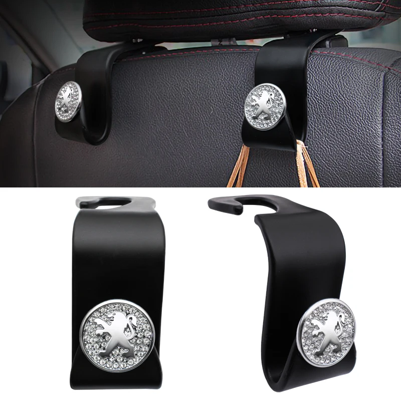 Car Seat Back Hook With Diamond Storage Hanger Hook For Peugeot 406 307 308 406 407 408 507 508 GT 205 301 MK1 Rifter Accessorie