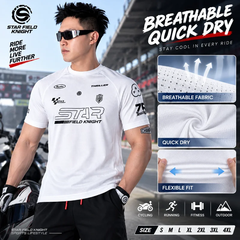 STAR FIELD KNIGHT Men Quick Dry Sports T-Shirt Breathable Long Short Sleeve Cycling Running Fitness Training Casual