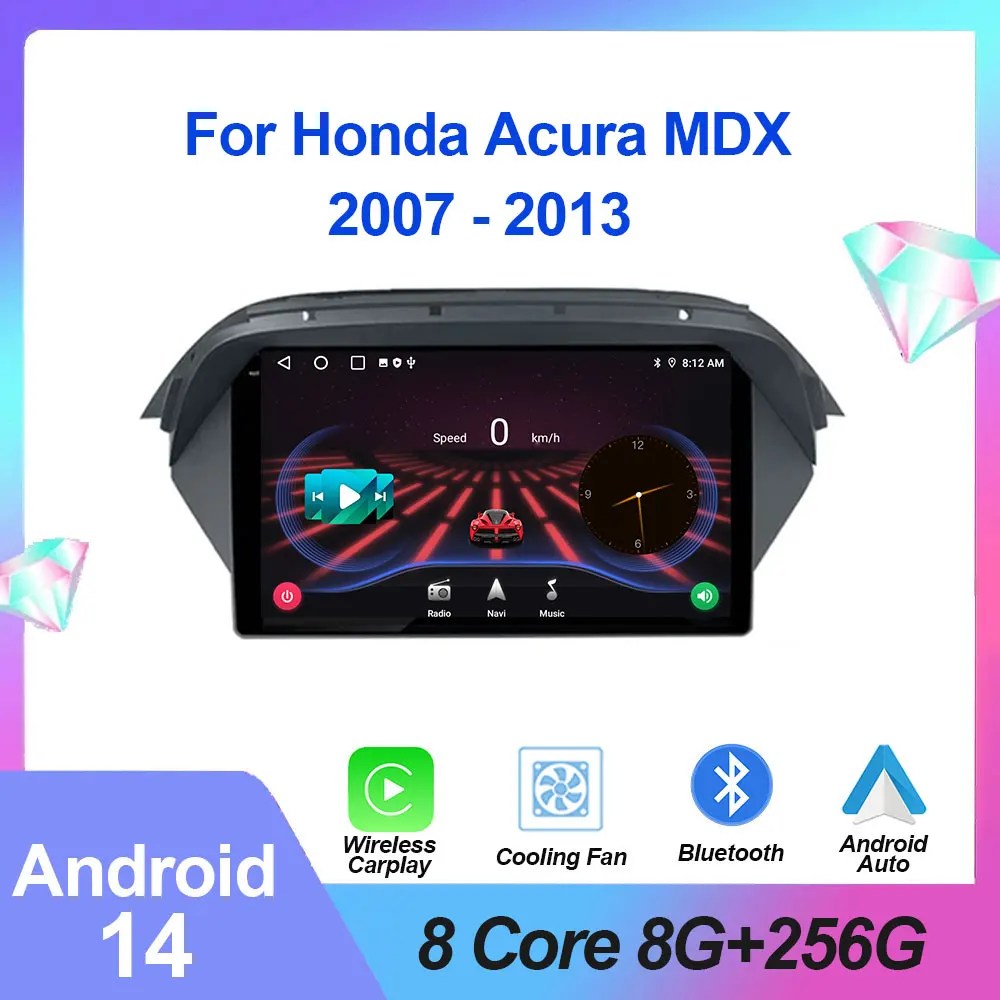 

Для Honda Acura MDX 2007 - 2013 Android 14 G навигация Радио DVD 8Core авто беспроводной Carplay Автомобильный мультимедийный видеоплеер GPS BT