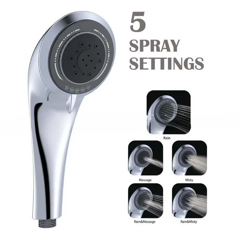 5 Spray Modes Micro Bubble Pressure Boosting Handheld Shower Head Polished Chrome Japanese American Style