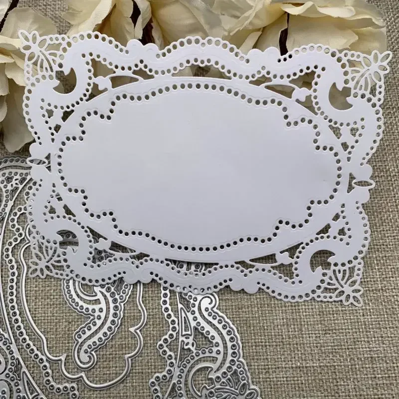 

Прямоугольная металлическая вырубная форма с кружевным узором для скрапбукинга, декоративных поделок и рукоделия