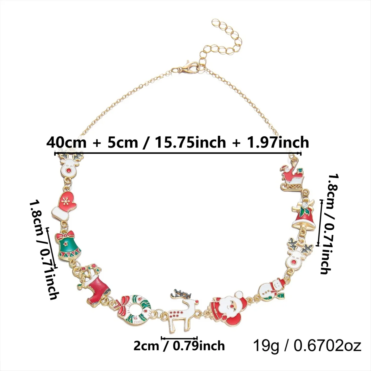 Weihnachtsbaum, Schneemann, Weihnachtsmann, Kranz, rote Kristall-Halskette für Damen und Herren, Weihnachten, Schneeflocken, Glocken, Hirsch, Halsband, Neujahrsschmuck – Detail 36