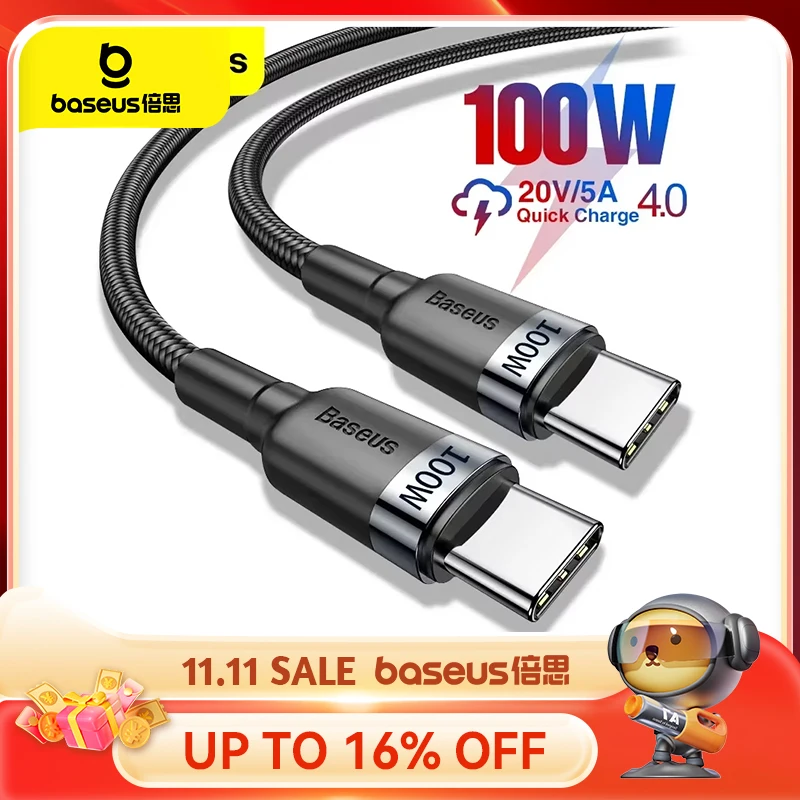 Baseus 100 W/5A USB C vers USB Type C câble pour iPhone 17 16 PD cordon de chargeur de charge rapide pour Macbook Samsung Xiaomi câble type-c