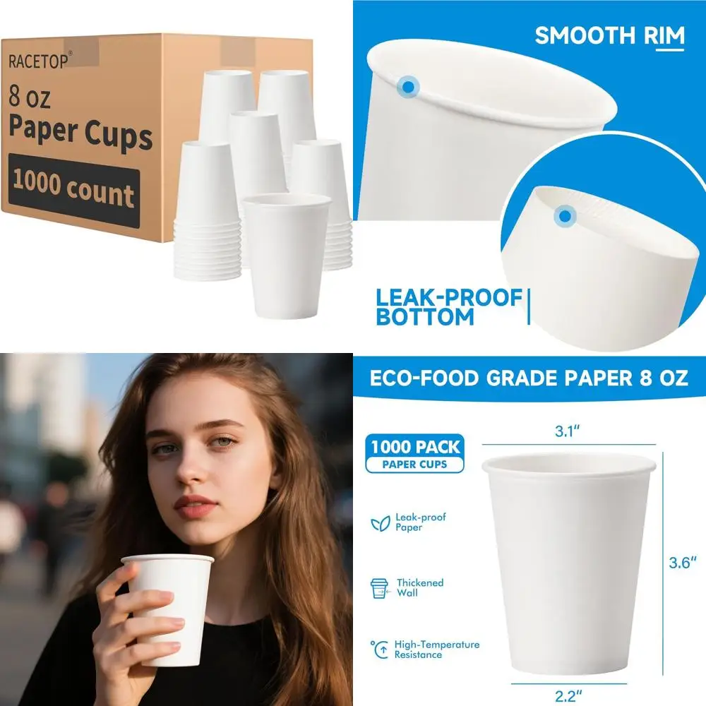 

100 Pack 8 oz Disposable Paper Cups - Perfect for Events, Home, and Office Use