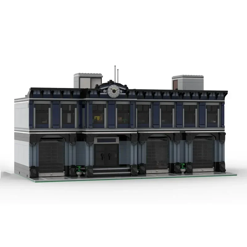 City Street View Model MOC Building Bricks Modern Police Station Modular Technology Gifts Holiday Assemble Children Toys Suit