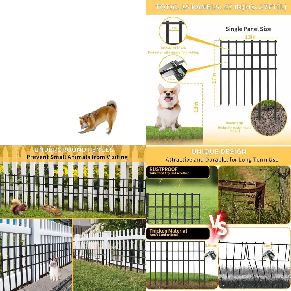 

27-футовый нержавеющий металлический садовый забор, высота 17 дюймов, без цилиндра, декоративная панель для домашних животных и пространств на открытом воздухе