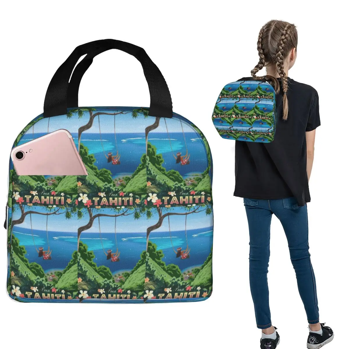 Hinano Tahiti Insulated Lunch Bag for Women Kids Portable Food Boxes Thermal Lunch Box Tote