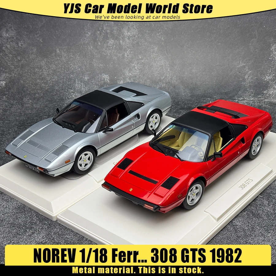 Modelo em miniatura NOREV em escala 1/18 do carro FERR-308 GTS 1982, modelo de carro em liga metálica, ornamento estático, coleção de presentes para as festas.