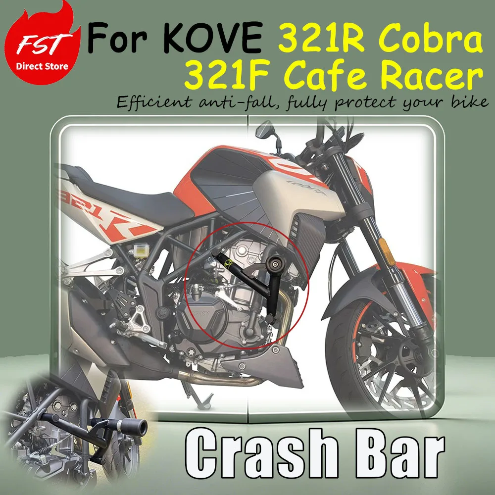 For KOVE 321R Cobra/321F Cafe Racer protective modification accessories: guard bars, racing bars, anti-crash balls, and bumpers