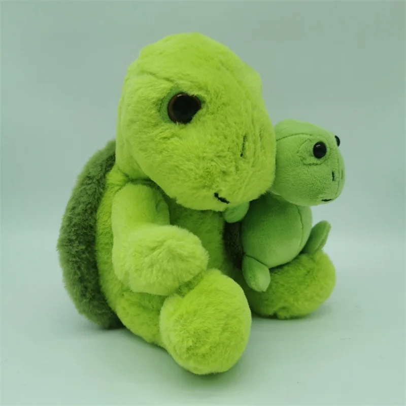 Super cute simulation animal, little green turtle with plush toys, baby Christmas gift souvenir
