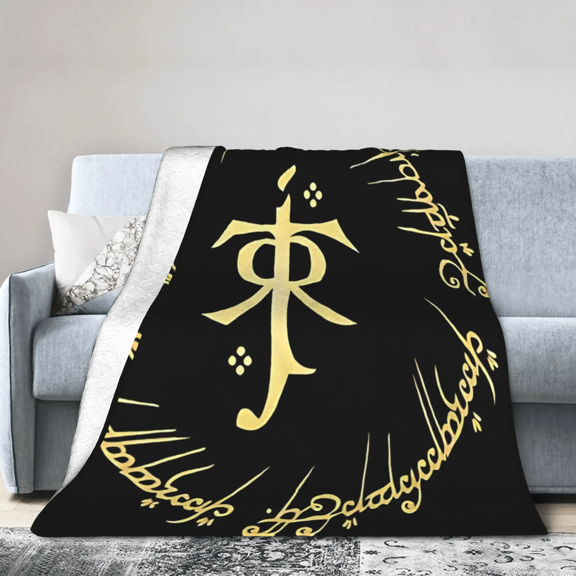 L-Lords Of The R-Rings Blanket Quality Warm Soft Film  Throw Blanket Autumn Picnic Outdoor Pattern Bedspread