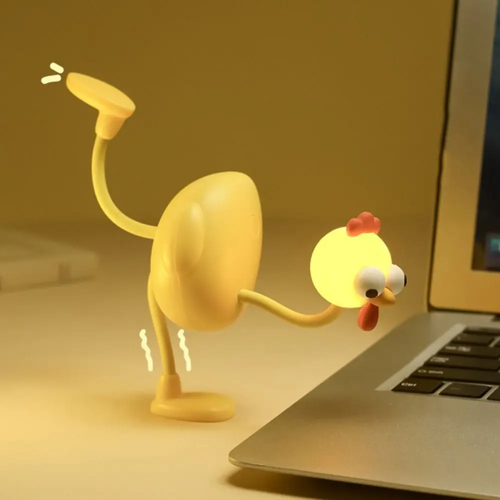 

3 Lighting Modes Funny Chicken Night Light Eye Protection Rechargeable Bedside Decor Light Multifunctional Soft Light