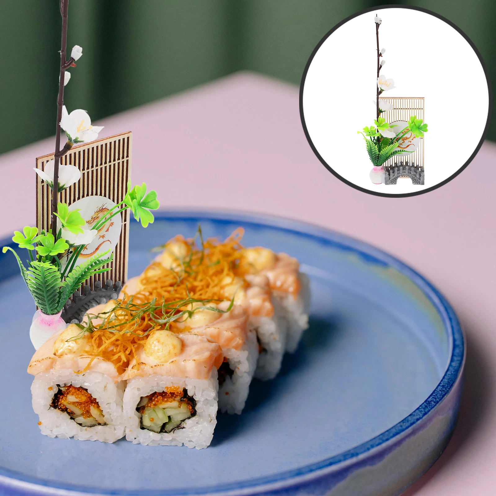 

Salmon Sashimi Ornaments Japanese Dish Artificial Flower Sushi Plate Decorations Food Decorative Decors Dining Table Set