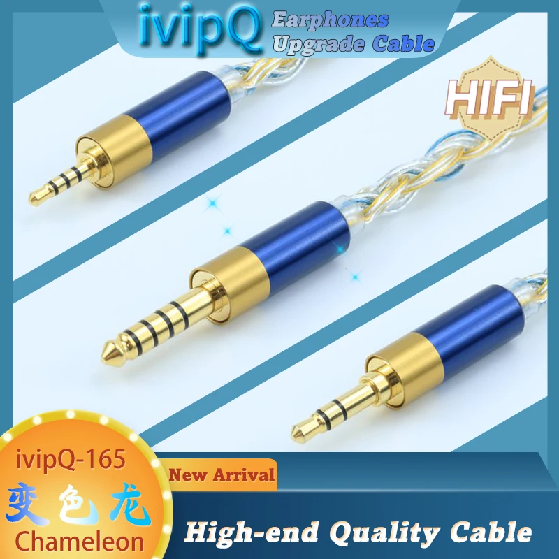 IvipQ-165 12 Core OFC earphone paladium perak emas tunggal kristal tunggal kabel Upgrade 3.5mm/4.4mm untuk IE900 MMCX/2PIN 0.78